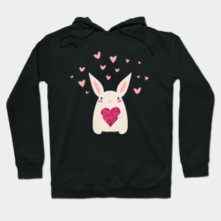 Rabbit Holds Red Heart Hoodie